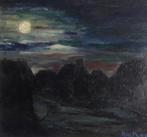 VOLLE MAAN SCHIJNT OVER HUISJES BIJ NACHT🖌TOON KOSTER STIJL, Ophalen of Verzenden