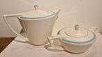 Koffiepot theepot Petrus Regout wit met pastelgroene rand, Ophalen of Verzenden