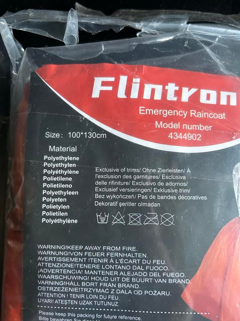 Flintronic Poncho Nieuw - Nood Regenjas, ., Nieuw, Ophalen of Verzenden, .