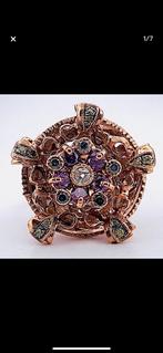 Artdeco stijl 9 kt rosegoud zilveren ring mt 19, Verzenden, Zilver, Ring