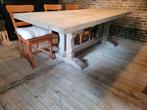 Kloostertafel kasteeltafel tuintafel eettafel mancave stoer, Ophalen, Gebruikt, 100 tot 150 cm, 200 cm of meer