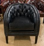 Prachtige Chesterfield Fauteuil Zwart., Gebruikt, Chesterfield, Ophalen of Verzenden, 75 tot 100 cm