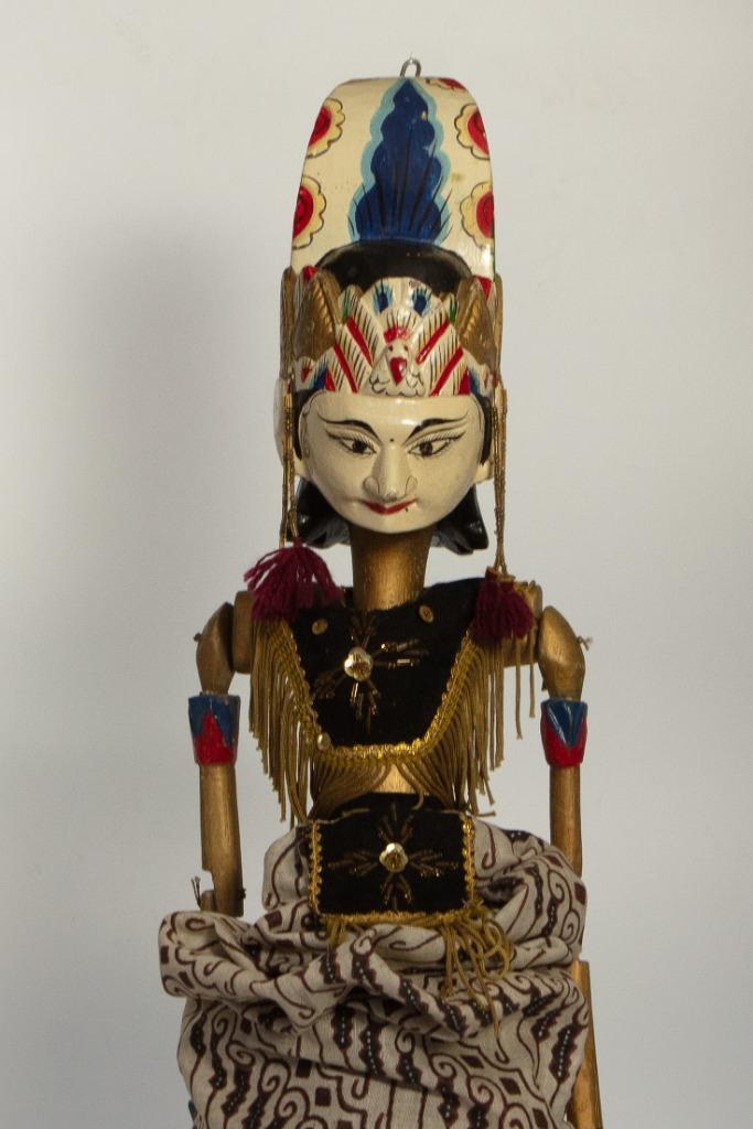 (nr.95) Wajang-pop, wit gezicht, goudkleurige hoofdtooi, Antiek en Kunst, Kunst | Niet-Westerse kunst, Ophalen