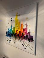 Kleurrijke Skyline Schilderijen Set - Gouden Accenten, Antiek en Kunst, Ophalen