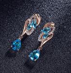 Elegante 18K goud verguld dames oorbellen met blauwe zirkone, Sieraden, Tassen en Uiterlijk, Oorbellen, Overige materialen, Verzenden