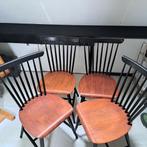 Vintage eetkamer spijlenstoel, Ophalen, Gebruikt, Zwart, Vier