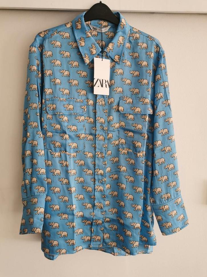 ZARA blouse mt. L, Kleding | Dames, Blouses en Tunieken, Nieuw, Maat 42/44 (L), Blauw, Verzenden