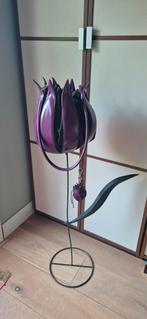 Tulp tas ByLin op standaard en met portemonneetje, Sieraden, Tassen en Uiterlijk, Ophalen, Zo goed als nieuw, Paars, Avondtasje
