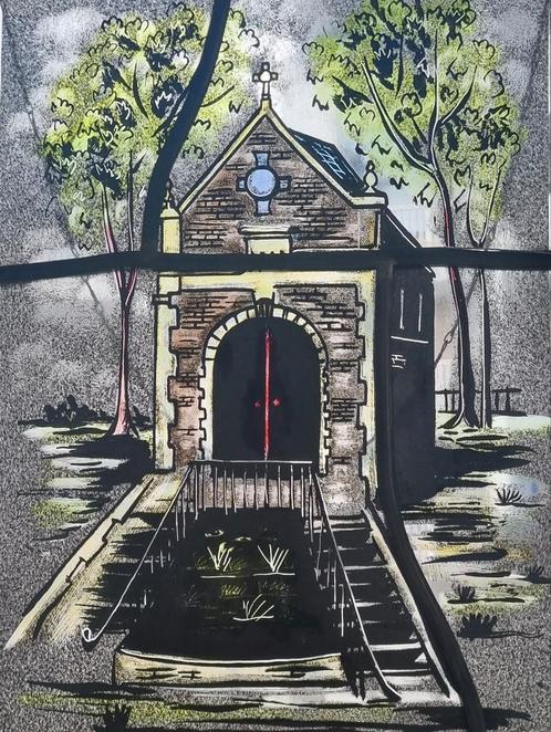 St Rosakapel Sittard  gebrandschilderd glas in lood, Antiek en Kunst, Kunst | Schilderijen | Klassiek, Ophalen of Verzenden