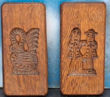 Speculaasplank. 2 st. Miniatuur.  Antiek.  Eiken.  7.5/16 cm beschikbaar voor biedingen