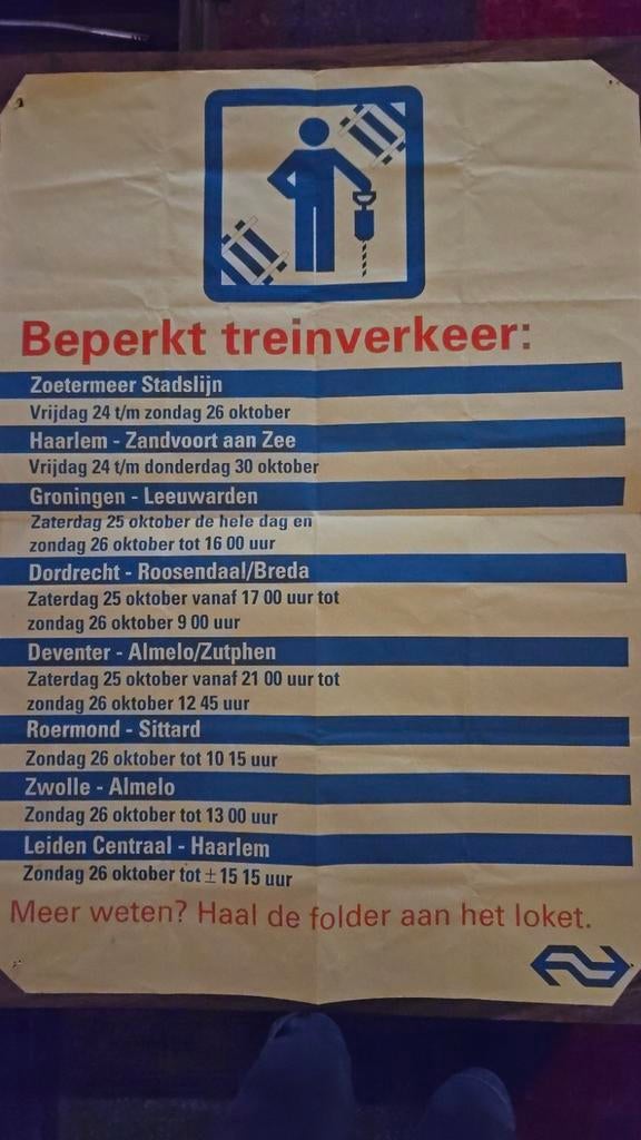 NS poster circa 57x40, Verzamelen, Ophalen of Verzenden, Trein, Kaart of Prent