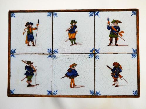 Bijzettafeltje met tegeltableau van soldaten 6 tegels tafel, Antiek en Kunst, Curiosa en Brocante, Ophalen of Verzenden