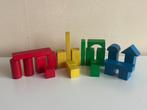 Set gekleurde houten speelblokken, Kinderen en Baby's, Speelgoed | Houten speelgoed, Ophalen, Gebruikt, Overige typen