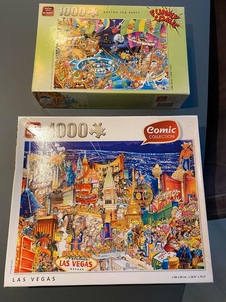 Gratis af te halen: 2 puzzels van 1000 stukjes, Hobby en Vrije tijd, Denksport en Puzzels, Gebruikt, Legpuzzel, 500 t/m 1500 stukjes