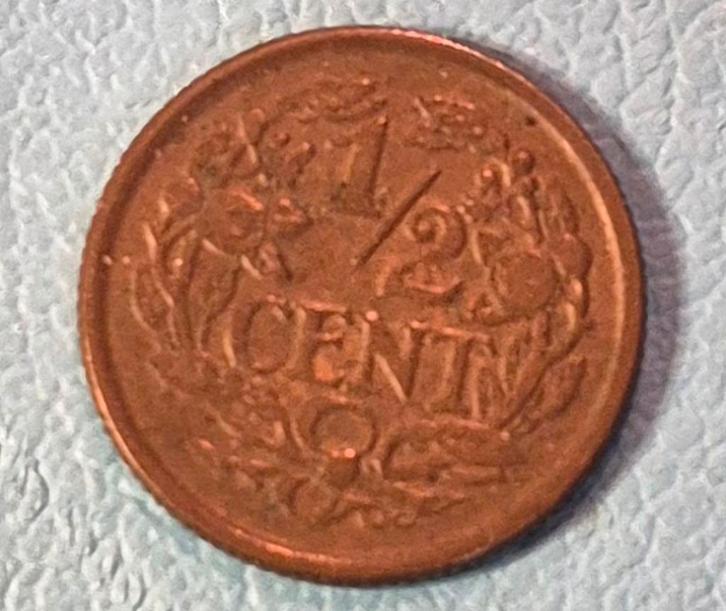 Zeldzame 1/2 Cent 1943 - Koningin Wilhelmina, Postzegels en Munten, Munten | Nederland, Losse munt, 1 cent, Koningin Wilhelmina