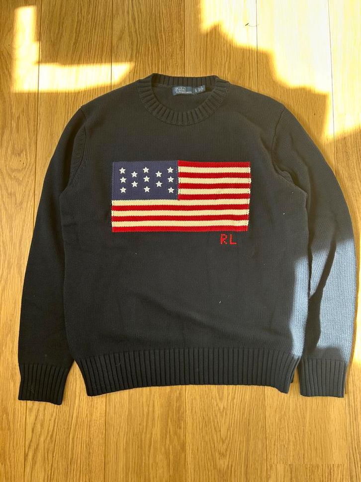 Ralph Lauren Trui met Vlag, Kleding | Heren, Truien en Vesten, Zo goed als nieuw, Maat 56/58 (XL), Blauw, Verzenden