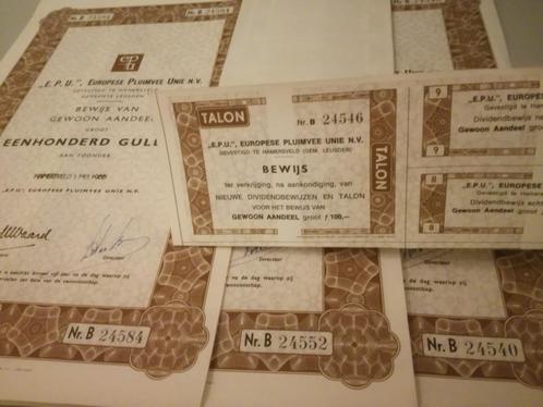 lage vraagprijs voor vijf aandelen, Postzegels en Munten, Aandelen en Waardepapieren, Aandeel, 1950 tot 1970, Ophalen of Verzenden
