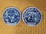 Twee Delftsblauwe Borden, De banketbakker en de pasteibakker, Antiek en Kunst, Antiek | Wandborden en Tegels, Ophalen