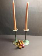 Kandelaars 2 stuks Kleur: groen zwart gevlekt, N.v.t., N.v.t., Ophalen of Verzenden, Zo goed als nieuw