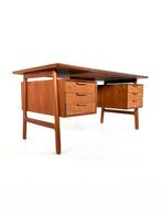 Vintage teakhouten bureau, model 75, Gunni Omann ‘60, Ophalen of Verzenden, Zo goed als nieuw, Bureau