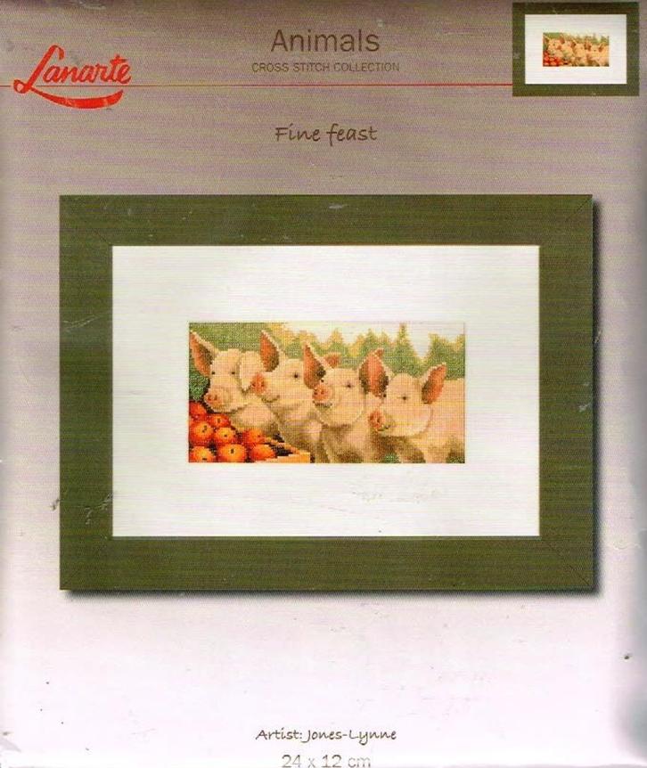 Cado lanarte borduurpakket  4 varkens  35098  oude prijs, Hobby en Vrije tijd, Borduren en Borduurmachines, Nieuw, Borduurpakket