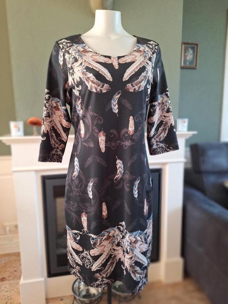 Batida zwart grijze gevoerde jurk mt 3 38 M gratis verz NL, Kleding | Dames, Jurken, Zo goed als nieuw, Maat 42/44 (L), Zwart