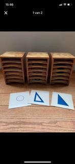 Originele Nienhuis Montessori kastjes met geometrische plate, Minder dan 50 cm, Gebruikt, Ophalen of Verzenden, Minder dan 100 cm