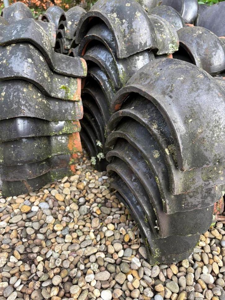 Partij Geglazuurde Ballon Nokvorsten Jaren 60, Doe-het-zelf en Verbouw, Dakpannen en Dakbedekking, Gebruikt, Dakpannen, Steen of Klei