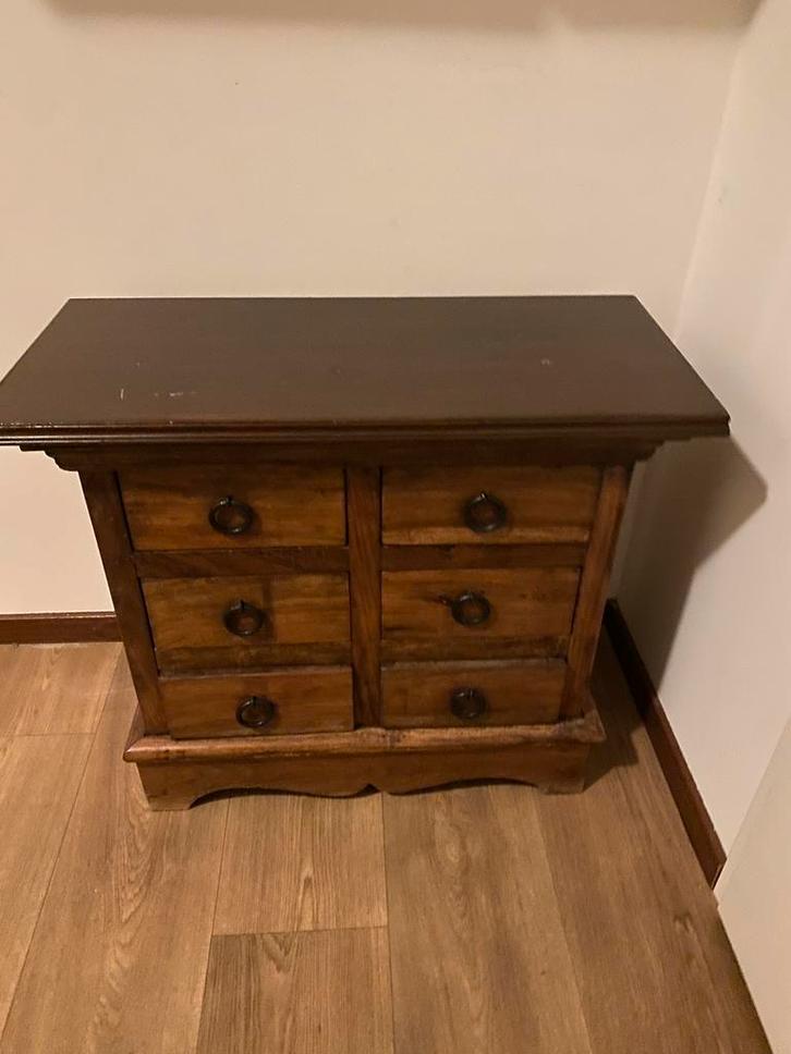 Massief houten ladekastje, Huis en Inrichting, Kasten | Dressoirs, Gebruikt, Minder dan 50 cm, 25 tot 50 cm, Met lade(s), Overige houtsoorten
