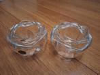 2 Kristallen Waxinelichthouders Bloem Model, Huis en Inrichting, Overige materialen, Ophalen of Verzenden, Zo goed als nieuw, Kandelaar