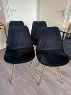 Kick Kuipstoelen zwart met gouden poten 4 stuks, Huis en Inrichting, Stoelen, Ophalen of Verzenden, Zo goed als nieuw, Zwart