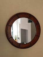Vintage stoere spiegel robuust stoer design leer industrieel, Ophalen, Minder dan 100 cm