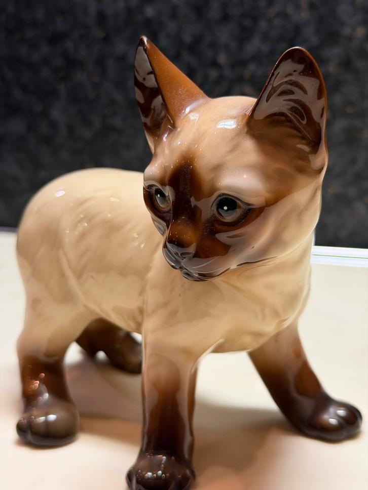 Vintage Siamese Stenen Poes, Antiek en Kunst, Kunst | Beelden en Houtsnijwerken, Ophalen of Verzenden