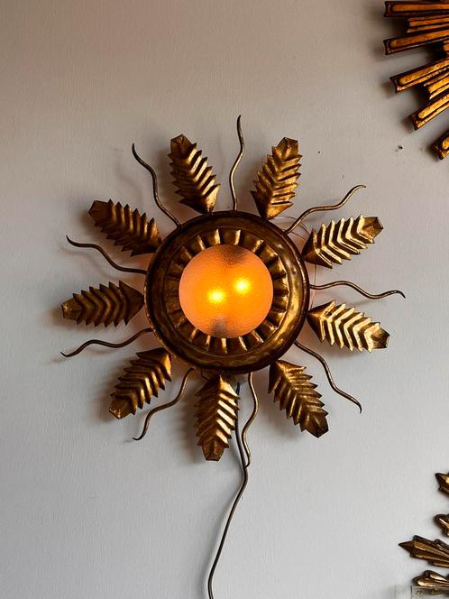 2 Zonne wandlamp messing vintage Mid Century prijs/stuk, Huis en Inrichting, Lampen | Wandlampen, Ophalen of Verzenden