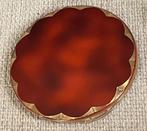 Luxe faux schildpad poederdoos, met spiegel en binnendeksel., Verzenden, Zo goed als nieuw, Overige materialen