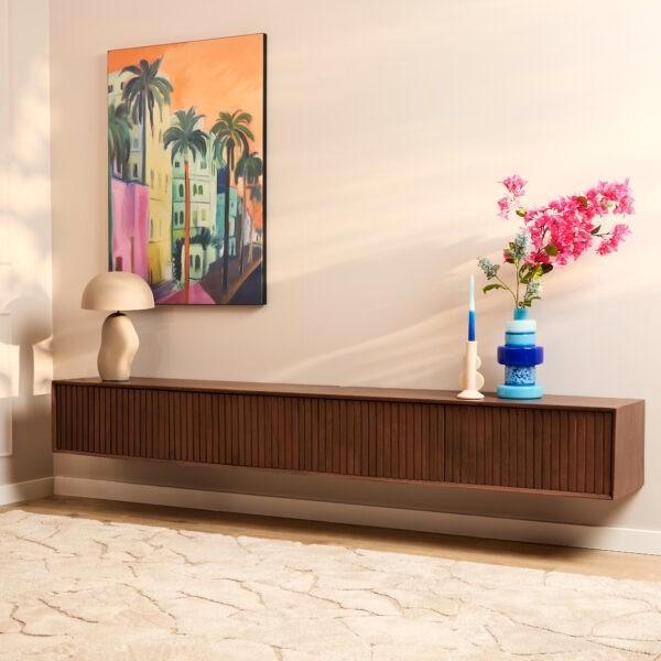 Tv meubel madison walnut 200 cm starfurn, Huis en Inrichting, Kasten | Televisiemeubels, Nieuw, Minder dan 100 cm, 25 tot 50 cm