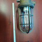 NAUTICAL SHIP LAMP BRASS MARKED INDUSTRIAL DESIGN GLASS, Antiek en Kunst, Verzenden