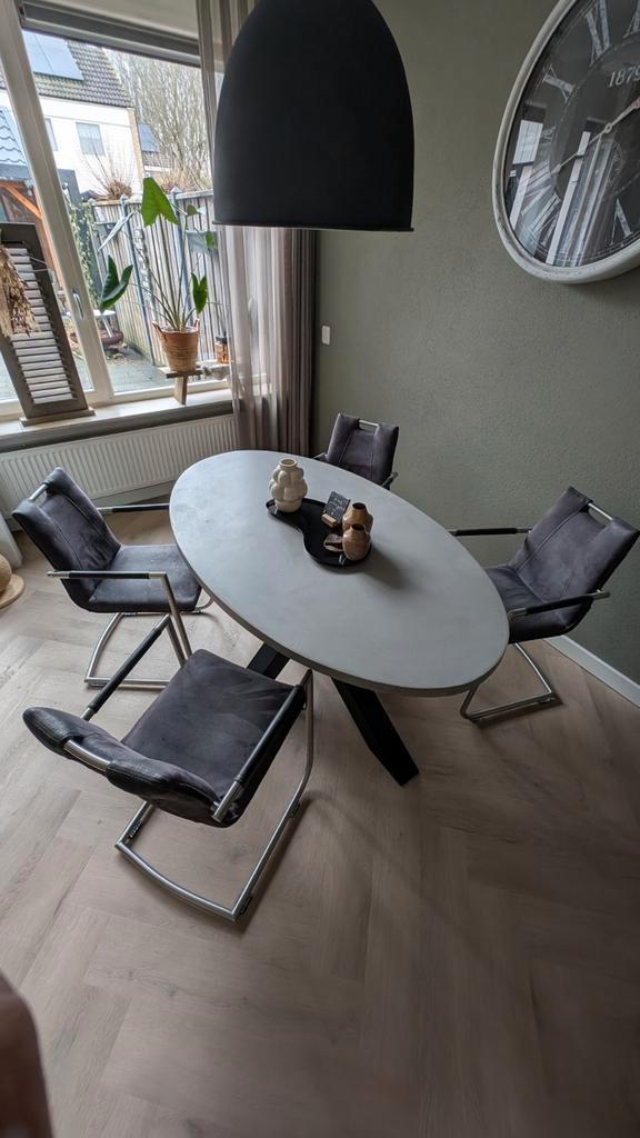 Xooon Eetkamerstoelen - Set van 4, Huis en Inrichting, Stoelen, Gebruikt, Vier, Metaal, Stof, Grijs, Ophalen