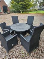 Super mooie tuinset met verstelbare leuning 6 persoons, Ophalen, 6 zitplaatsen, Zo goed als nieuw, Wicker