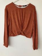Roestbruin t-shirt met witte stippen maat M, Maat 38/40 (M), Bruin, Zo goed als nieuw, Lange mouw