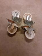 4 nylon zwenkwielen  2  met rem 100 mm, Doe-het-zelf en Verbouw, Zwenkwielen, Ophalen, Zo goed als nieuw