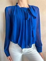 Kobalt blauwe vintage blouse zijde maat S, Blauw, Ophalen of Verzenden, Zo goed als nieuw, Maat 36 (S)