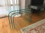 Fiam glazen ‘Waterfall’ bijzettafels (Groningen of Den Haag), Ophalen, 50 tot 100 cm, Modern, Glas