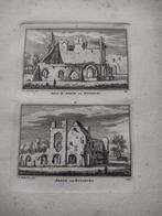 077/078 Rijnsburg en Ruïne Abdij Kopergravure 18e Eeuw dl 3, Antiek en Kunst, Kunst | Etsen en Gravures, Ophalen of Verzenden