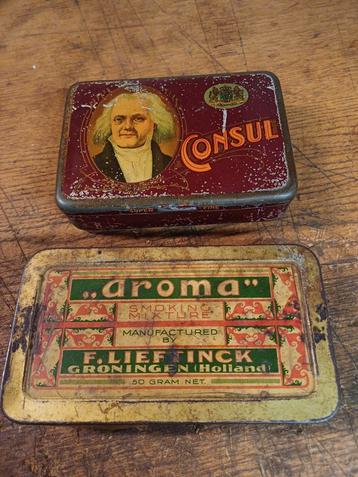 Vintage Tabaksdozen Consul & Aroma F. Lieftink Groningen beschikbaar voor biedingen