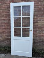 Witte binnendeur (paneel) met glas, Ophalen, Gebruikt, 80 tot 100 cm, Binnendeur