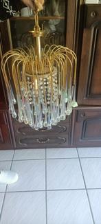 Kroonluchter teardrop kristal verguld, Huis en Inrichting, Lampen | Kroonluchters, Verzenden, Zo goed als nieuw, Overige materialen