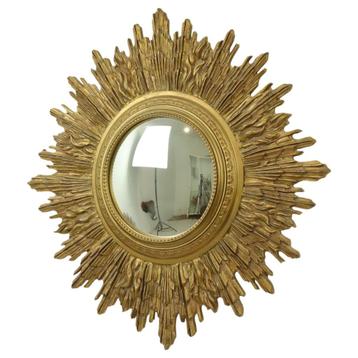 Zeer Grote Gouden Zonnespiegel Sunburst Spiegel XL Hars 69cm beschikbaar voor biedingen