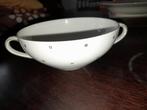 Vintage brocante soepkom met gouden bloemetjes, Ophalen of Verzenden