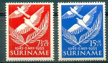 Suriname nr. 321-322 Bevrijding Nederland 1955 postfris  beschikbaar voor biedingen
